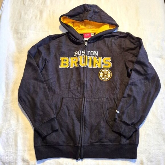Boston Bruins boys size Large or 14/16 full zip up hoodie, 2 front pockets NWOT - Picture 1 of 5